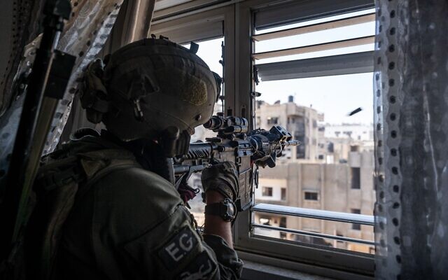 IDF soldiers operating in the Gaza Strip in an undated photo released March 1, 2024. (Israel Defense Forces) IDF soldiers operating in the Gaza Strip in an undated photo released March 1, 2024. (Israel Defense Forces)