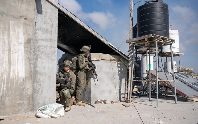 IDF troops operate in the Gaza Strip, in a photo cleared for publication on March 8, 2024. (Israel Defense Forces) IDF troops operate in the Gaza Strip, in a photo cleared for publication on March 8, 2024. (Israel Defense Forces)