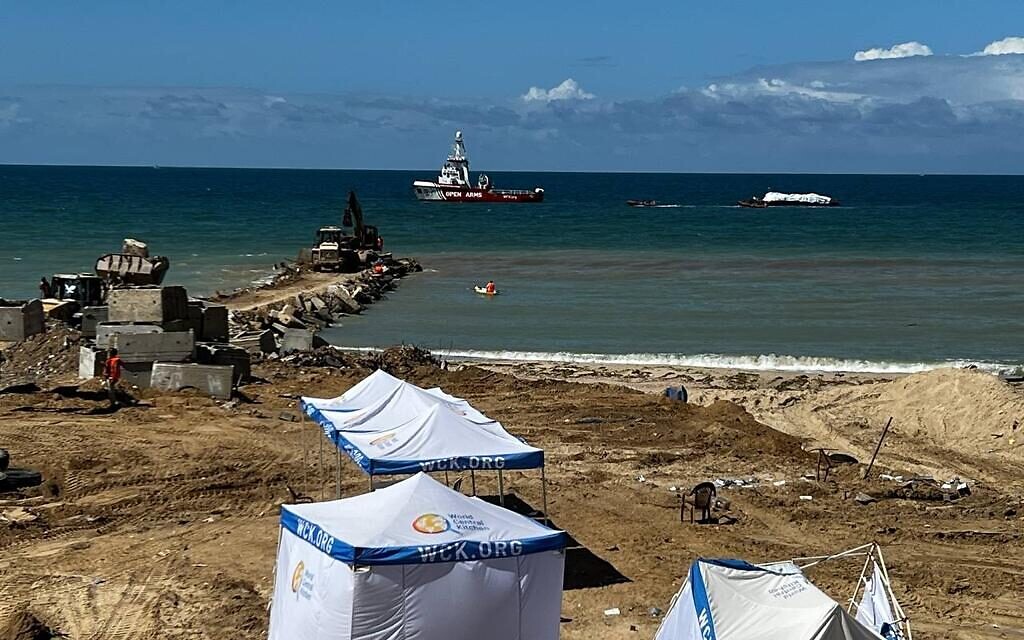 Aid boat carrying supplies from World Central Kitchen approaches Gaza on March 15, 2024. (Israel Defense Forces)