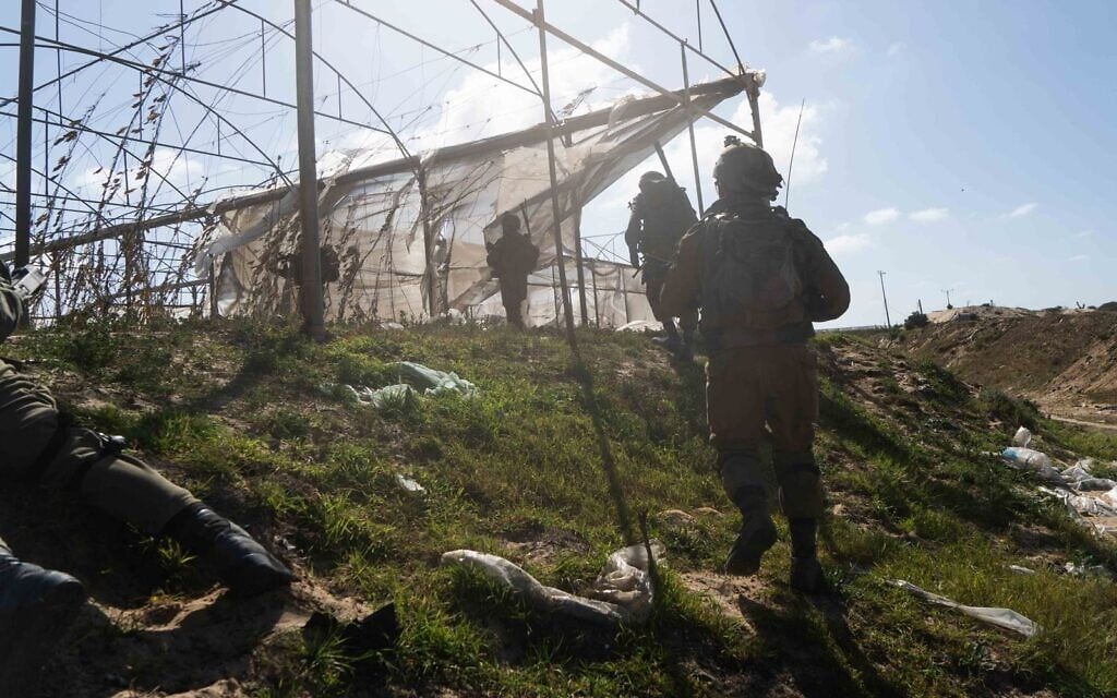 Soldiers operating in the Gaza Strip in an undated photo released for publication by the military on March 16, 2024 (Israel Defense Forces)