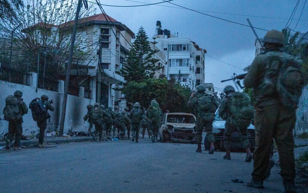 IDF troops operate at Shifa Hospital in the Gaza Strip, in a handout image published by the military on March 19, 2024. (Israel Defense Forces)
