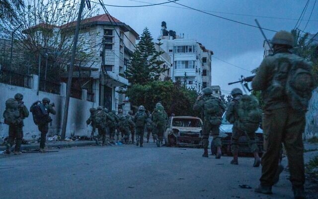 IDF troops operate at Shifa Hospital in the Gaza Strip, in a handout image published by the military on March 19, 2024. (Israel Defense Forces)