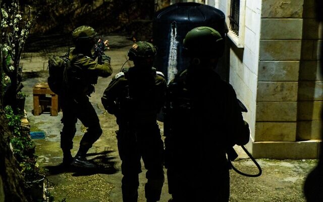 IDF troops operate in the West Bank's Nur Shams refugee camp, early March 21, 2024. (Israel Defense Forces)