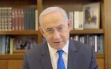 Prime Minister Benjamin Netanyahu makes a video statement on March 11, 2024 (Screenshot, used in accordance with Clause 27a of the Copyright Law)