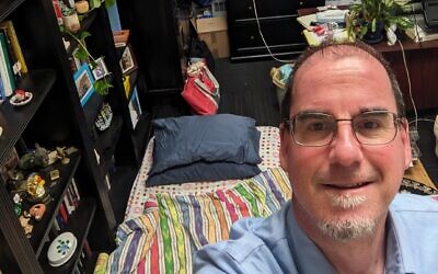 Ron Hassner at his sleep-in protest (via Shalom Hartman Institute)