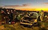 Emergency teams respond to a car accident on Route 60 in the West Bank, March 13, 2024. (Magen David Adom)