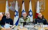Shin Bet chief Ronen Bar (left), IDF Chief of Staff Herzi Halevi (center) and Police Commissioner Kobi Shabtai (right) meet to coordinate planning ahead of Ramadan, March 3, 2024 (IDF Spokesman)