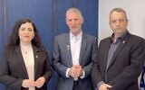 Labor MK Naama Lazimi, former Meretz MK Yair Golan and Labor MK Gilad Kariv,  in a video released March 17, 2024.(Screen grab)
