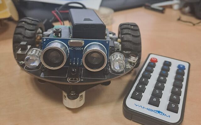 Prototype robot to explore Hamas tunnels, created by high-school students in Nes Ziona. (courtesy Gen Gurion High School)