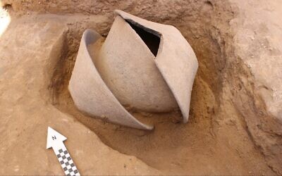 Large basalt bowls used to inter a broken ivory vessel 6,000 years ago, found near Beersheva.(Davida Dagan/IAA)