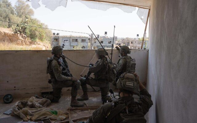 IDF troops operating in the Gaza Strip in a photo released on April 17, 2024 (Israel Defense Forces)