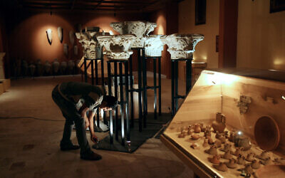 File: Artifacts are on display in the first ever National Museum of Archaeology in Gaza, opened by Jawdat Khoudary, a Palestinian businessman and collector, on July 28, 2008. (Mohammed Abed/AFP)
