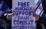 File: Demonstrators in support of Israel gather to denounce antisemitism and call for the release of Israeli hostages, on the National Mall in Washington, DC, on November 14, 2023. (Stefani Reynolds / AFP)