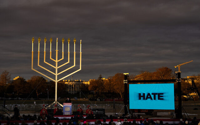 Illustrative image of the annual National Menorah Lighting ceremony in Washington DC on December 7, 2023.   (Drew Angerer/Getty Images via AFP)