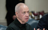 File: Defense Minister Yoav Gallant in Washington, DC, on March 26, 2024. (Drew Angerer/AFP)