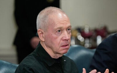File: Defense Minister Yoav Gallant in Washington, DC, on March 26, 2024. (Drew Angerer/AFP)