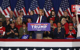 Former US president and 2024 presidential hopeful Donald Trump speaks during a campaign rally at the Hyatt Regency in Green Bay, Wisconsin, April 2, 2024. (Alex Wroblewski/AFP)
