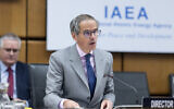 Rafael Grossi, director general of the International Atomic Energy Agency (IAEA), attends an IAEA Board of Governors meeting at the agency's headquarters in Vienna, Austria, on April 11, 2024. (Joe Klamar/AFP)