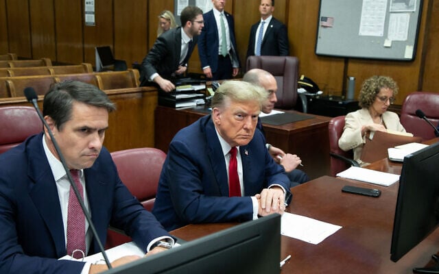 Former US president Donald Trump attends the first day of his trial for allegedly covering up hush money payments linked to extramarital affairs, at Manhattan Criminal Court in New York City on April 15, 2024. (Photo by Michael Nagle / POOL / AFP) Former US president Donald Trump attends the first day of his trial for allegedly covering up hush money payments linked to extramarital affairs, at Manhattan Criminal Court in New York City on April 15, 2024. (Photo by Michael Nagle / POOL / AFP)