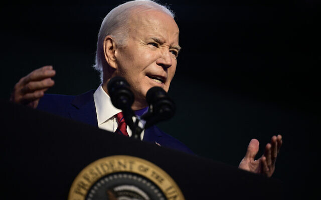 US President Joe Biden speaks at the North American Building Trades Unions 2024 Legislative Conference in Washington, DC, on April 24, 2024. (Jim Watson/AFP) US President Joe Biden speaks at the North American Building Trades Unions 2024 Legislative Conference in Washington, DC, on April 24, 2024. (Jim Watson/AFP)