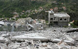 A house lies in ruins in the border area of Shebaa in southern Lebanon, following an Israeli strike on April 27, 2024. (Rabih DAHER / AFP)