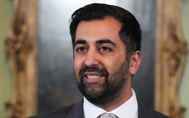 Scotland's First Minister Humza Yousaf announces his resignation during a 
statement, at Bute House, in Edinburgh, on April 29, 2024. (Andrew Milligan/Pool/AFP)
