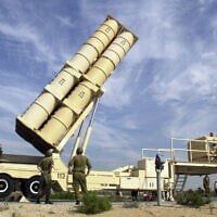 Illustrative: Israeli soldiers demonstrate the operation of the Arrow anti-missile mobile launcher at the Palmachim Base in central Israel (AP Photo/Eitan Hess-Ashkenazi)