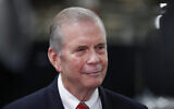 File: Rep. Tim Walberg speaks about the USMCA trade deal at a Dana plant in Warren, Michigan, Thursday, Jan. 30, 2020. (AP Photo/Paul Sancya)