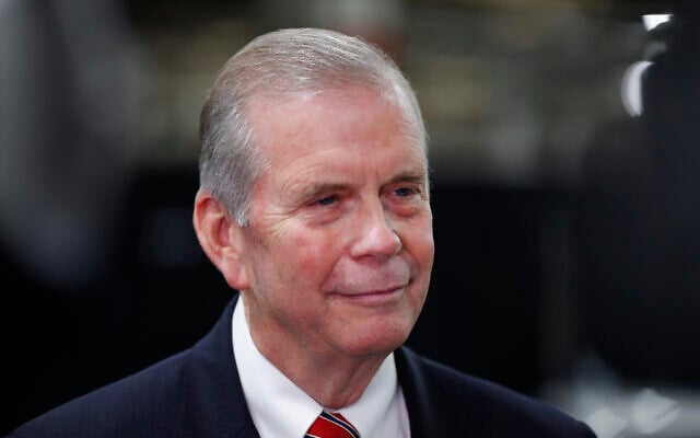 File: Rep. Tim Walberg speaks about the USMCA trade deal at a Dana plant in Warren, Michigan, Thursday, Jan. 30, 2020. (AP Photo/Paul Sancya)