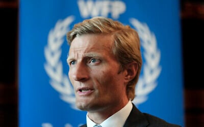 Carl Skau, deputy executive director of the UN World Food Program (WFP), speaks during an interview with The Associated Press in Beirut, Lebanon, August 1, 2023. (AP Photo/Hassan Ammar) Carl Skau, deputy executive director of the UN World Food Program (WFP), speaks during an interview with The Associated Press in Beirut, Lebanon, August 1, 2023. (AP Photo/Hassan Ammar)