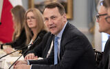 Polish Foreign Minister Radoslaw Sikorski speaks while meeting with US Secretary of State Antony Blinken, not pictured, February 26, 2024, at the State Department in Washington. (Jacquelyn Martin/AP)
