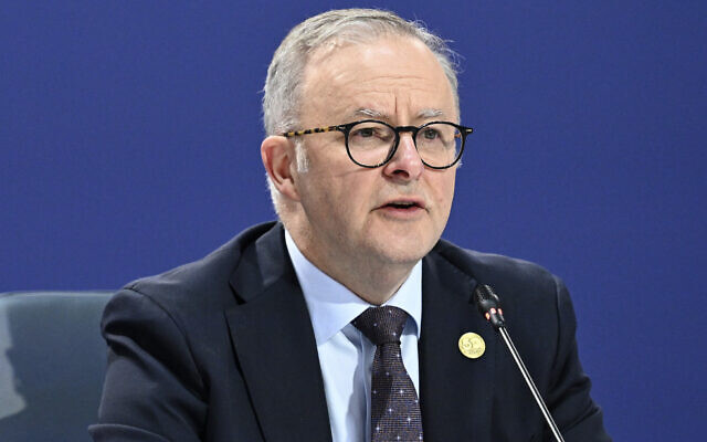 Australian Prime Minister Anthony Albanese addresses the ASEAN-Australia Special Summit in Melbourne, Australia, March 6, 2024. (Joel Carrett/Pool Photo via AP)