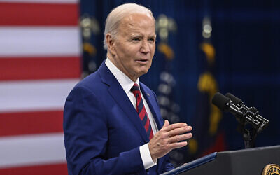 File: US President Joe Biden speaks at an event in Raleigh, North Carolina, March 26, 2024. (Matt Kelley/AP)
