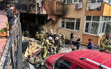 Firefighters work after a fire broke out at a nightclub in Istanbul, Turkey, April 2, 2024. (IHA via AP)