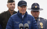 US President Joe Biden speaks on the collapse of the Francis Scott Key Bridge, April 5, 2024, in Dundalk, Maryland. (AP Photo/Julia Nikhinson)
