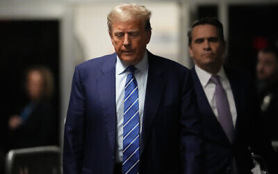 File - Former US President Donald Trump arrives at Manhattan criminal court on April 16, 2024, in New York. (AP/Mary Altaffer, Pool)