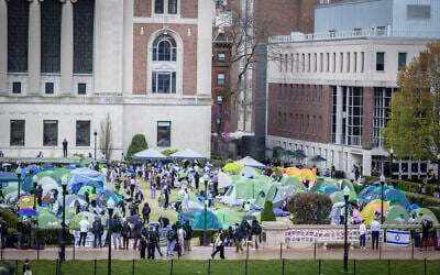Tents erected at the pro-Palestinian demonstration encampment at Columbia University in New York, April 24, 2024. (AP Photo/Stefan Jeremiah)