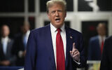 Former US president Donald Trump speaks upon arriving at Manhattan criminal court, Tuesday, April 30, 2024, in New York. (AP Photo/Seth Wenig, Pool)
