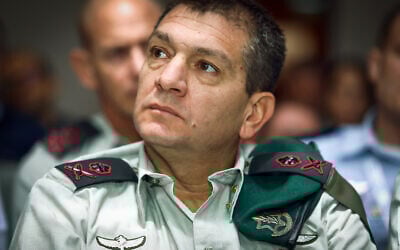 Then-Commander of the IDF Military Intelligence Aharon Haliva at a conference of the Gazit Institute in Tel Aviv, November 4, 2022. (Gideon Markowicz/Flash90)