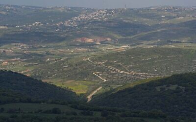 The Israeli border with Lebanon, as seen from the Israeli side, April 8, 2024. (Ayal Margolin/Flash90)