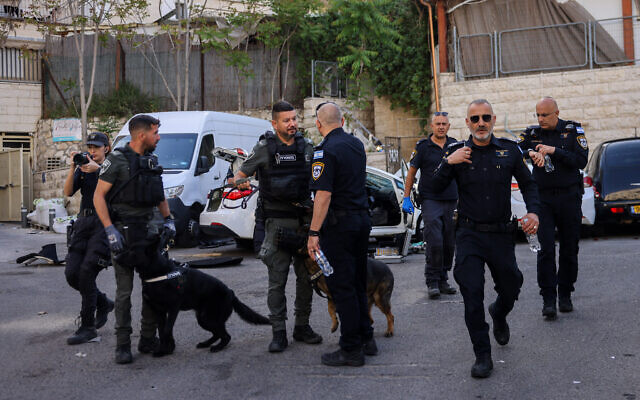 Jerusalem police chief Doron Turgeman, along with police and rescue forces, arrives at the scene of a ramming attack in Jerusalem, April 22, 2024. (Chaim Goldberg/Flash90) Jerusalem police chief Doron Turgeman, along with police and rescue forces, arrives at the scene of a ramming attack in Jerusalem, April 22, 2024. (Chaim Goldberg/Flash90)