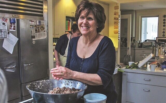 Food writer Joan Nathan making gefilte fish in her kitchen at Passover (Courtesy of Nathan family collection)