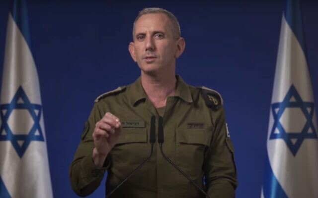 IDF Spokesman Daniel Hagari speaks on April 13, 2024 (Youtube screenshot) IDF Spokesman Daniel Hagari speaks on April 13, 2024 (Youtube screenshot)