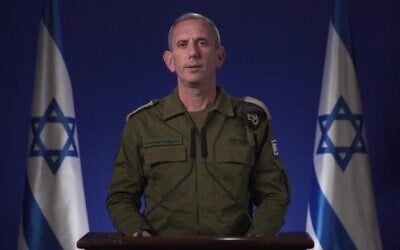 IDF Spokesman Rear Adm. Daniel Hagari delivers a press briefing following a deadly strike on World Central Kitchen volunteers in the Gaza Strip overnight, April 2, 2024. (Screenshot) IDF Spokesman Rear Adm. Daniel Hagari delivers a press briefing following a deadly strike on World Central Kitchen volunteers in the Gaza Strip overnight, April 2, 2024. (Screenshot)