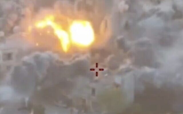 Footage of an IDF strike in Lebanon on April 5, 2024. (Screen capture/X)