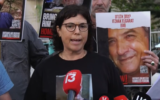 Yael Or, cousin of hostage Dror Or, speaks outside the military's headquarters in Tel Aviv, April 6, 2024. (Video screen capture; used in accordance with Clause 27a of the Copyright Law)