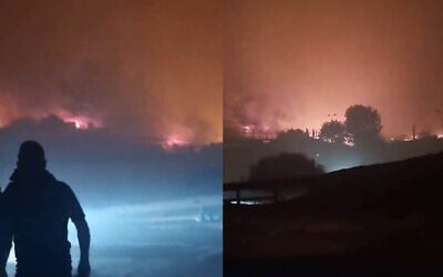 Screen capture from video a fire in Chile that was Iran's state TV reportedly broadcast as showing destruction in Israel from an Iranian missile and drone attack. (X. Used in accordance with Clause 27a of the Copyright Law)