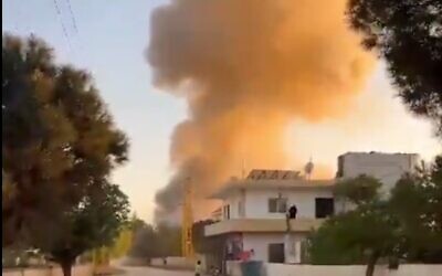 An Israeli strike in the Baalbek region of Lebanon on April 17, 2024. (Screen capture: X)