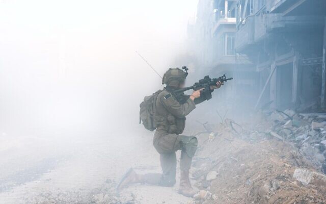 IDF soldiers operate in the Gaza Strip in this undated handout photo published April 3, 2024. (Israel Defense Forces)