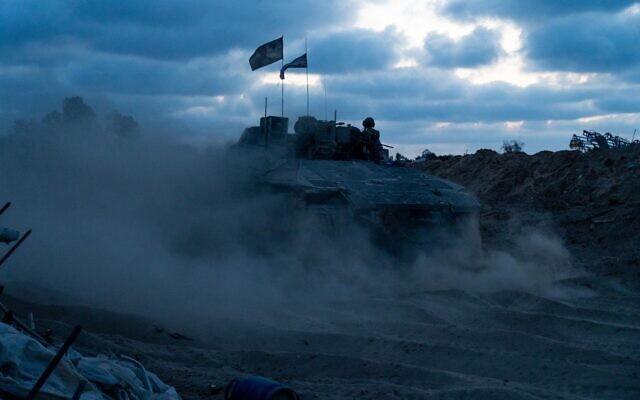 IDF troops operate in the Gaza Strip, in a handout photo published April 24, 2024. (Israel Defense Forces)
